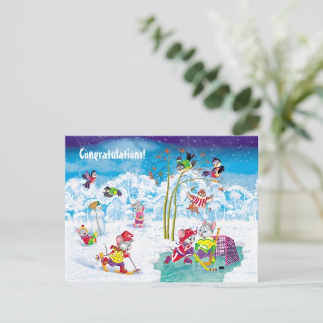 Cartão Postal hóquei (Em pé/Frente)