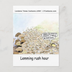 Cartão Postal Hora da Corrida dos Lemmings Divertido