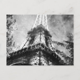 Cartão Postal Hora da noite Torre Eiffel, Preto e Branco