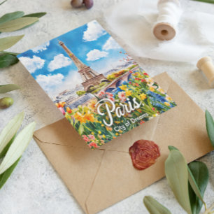 Cartão Postal Hora da primavera Parisiense: Blooms da Torre Eiff