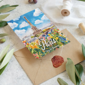Cartão Postal Hora da primavera Parisiense: Blooms da Torre Eiff