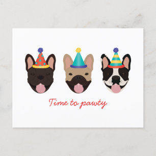 Cartão Postal Hora De Pawy French Bulldog Party Odiava Vermelho