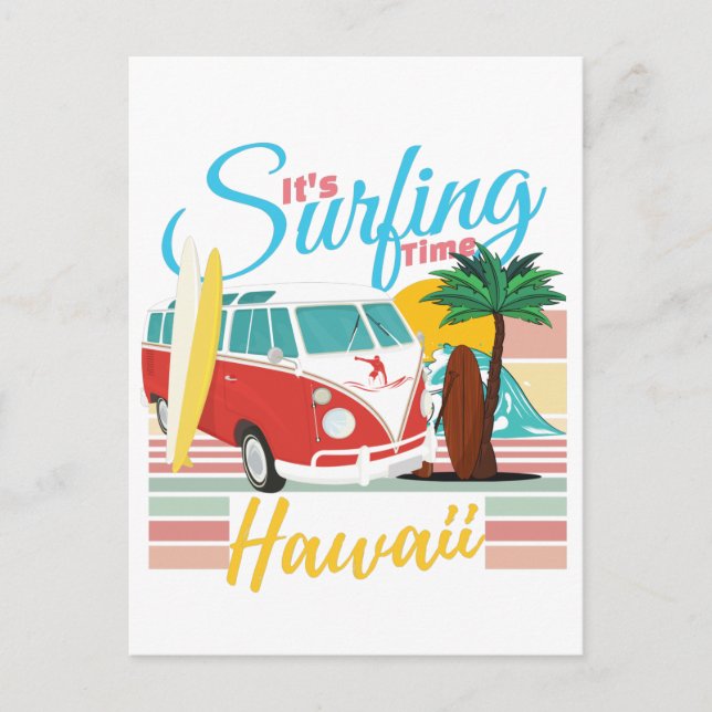 Cartão Postal Hora de surfar no Havaí - Summer Beach Vibes (Frente)