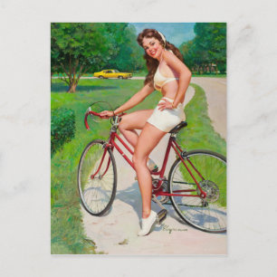 Cartão Postal Hora de um Passeio - Garota Pin-up Retro