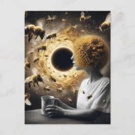 Cartão Postal Hora do Chá Surrealista Com Abelhas