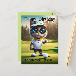 Cartão Postal Hora do Golfe: Gato Divertido Jogador de Golfe, An