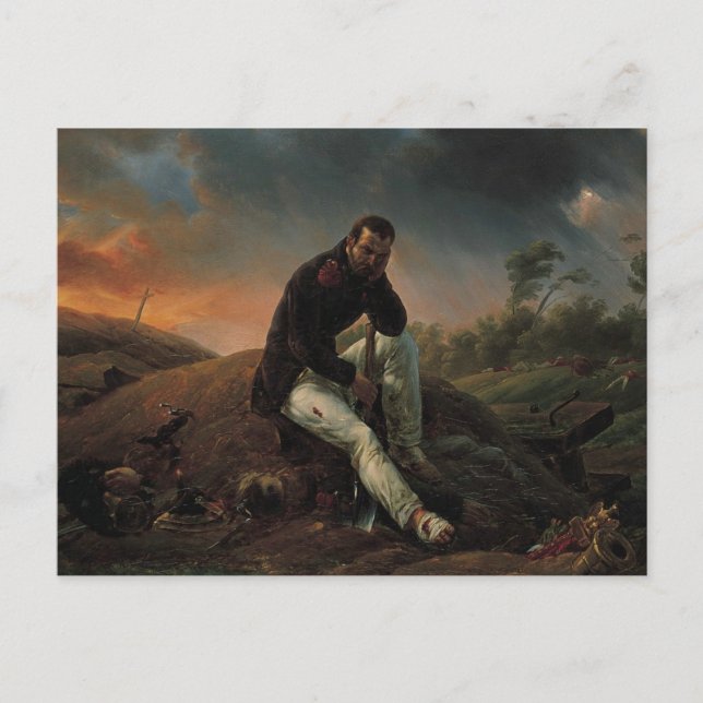 Cartão Postal Horace Vernet, O Soldado no Campo da Batalha (Frente)