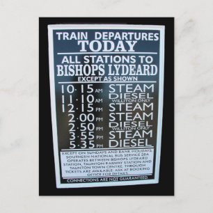 Cartão Postal Horário da estação ferroviária West Somerset, Mine