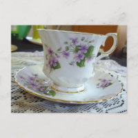 Horário do Chá - Cartão-postal para Violetas Vinta