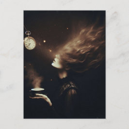 Cartão Postal Horário do Chá Surreal Sepia