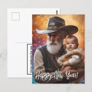 Cartão Postal Horário do Pai Ocidental e Ano Novo do Bebê