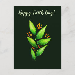 Cartão Postal Horário Verde Planta Laranja Berries Dia da Terra