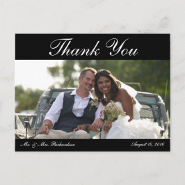 Cartão Postal Horiz. B&W Foto personalizada de casamento Obrigad