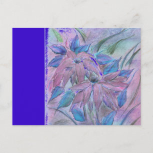 Cartão postal horizontal Poinsetta Rosa