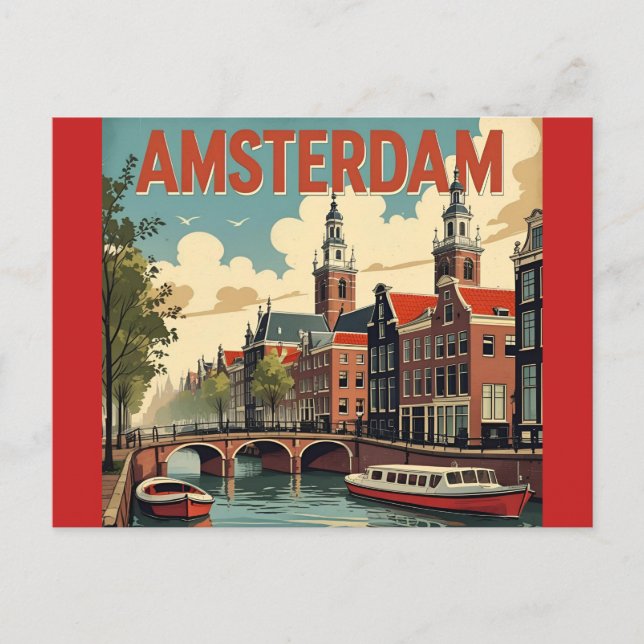 Cartão Postal Horizonte Antigo de Amsterdã (Frente)