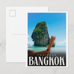 Cartão Postal Horizonte da cidade de Bangkok retrô - presentes d