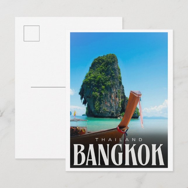 Cartão Postal Horizonte da cidade de Bangkok retrô - presentes d (Frente/Verso)