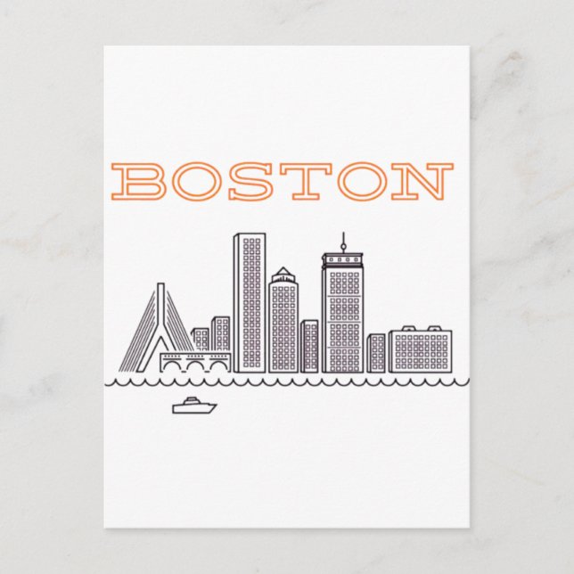 Cartão Postal Horizonte da Cidade de Boston, Boston Ma EUA (Frente)