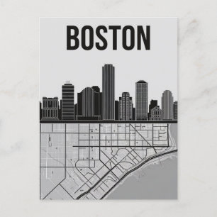 Cartão Postal Horizonte da Cidade de Boston Massachusetts Com Ma