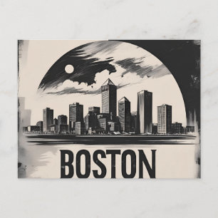 Cartão Postal Horizonte da Cidade de Boston – Paisagem Urbana Mi
