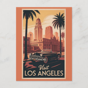 Cartão Postal Horizonte da Cidade de Carro Antigo de Los Angeles
