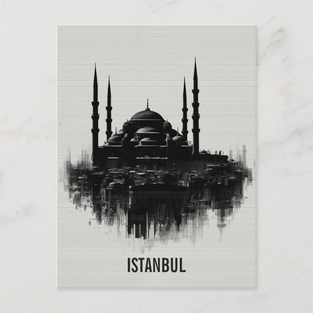 Cartão Postal Horizonte da Cidade de Istambul (Frente)