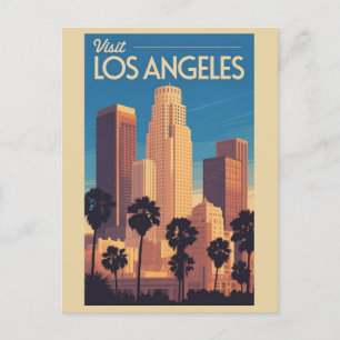 Cartão Postal Horizonte da Cidade de Los Angeles Califórnia Vint
