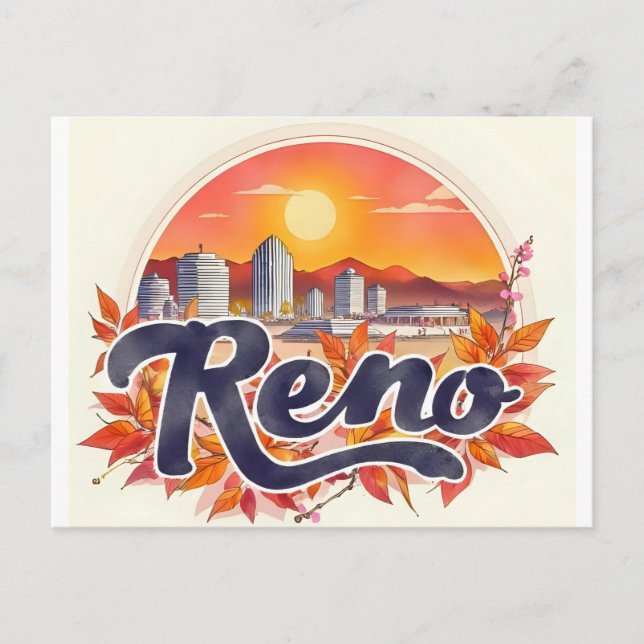Cartão Postal Horizonte da Cidade de Reno Nevada (Frente)