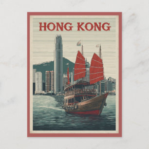 Cartão Postal Horizonte da Cidade do Hong Kong Antigo Viagem