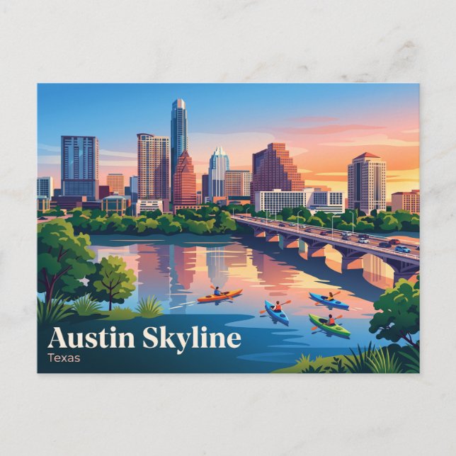 Cartão Postal Horizonte de Austin EUA (Frente)
