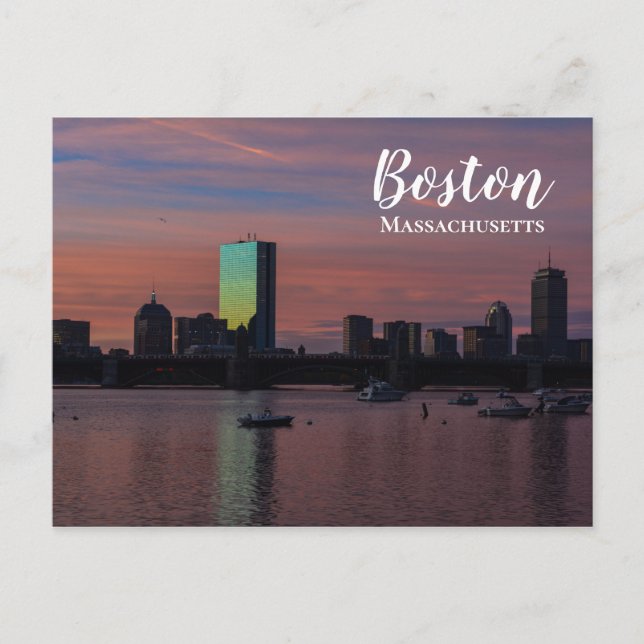 Cartão Postal Horizonte de Boston Massachusetts  (Frente)