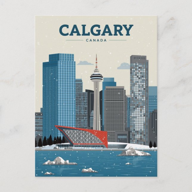 Cartão Postal Horizonte de Calgary Canadá Centro (Frente)