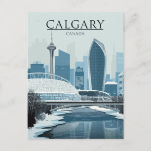 Cartão Postal Horizonte de Calgary Canadá Inverno Neve