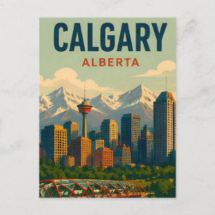 Cartão Postal Horizonte de Calgary Canadá Montanhas Rochosas Via