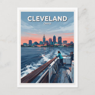 Cartão Postal Horizonte de Cleveland visto do presente do Lago E
