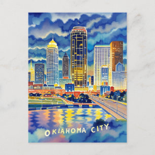 Cartão Postal horizonte de cor da água de Oklahoma City