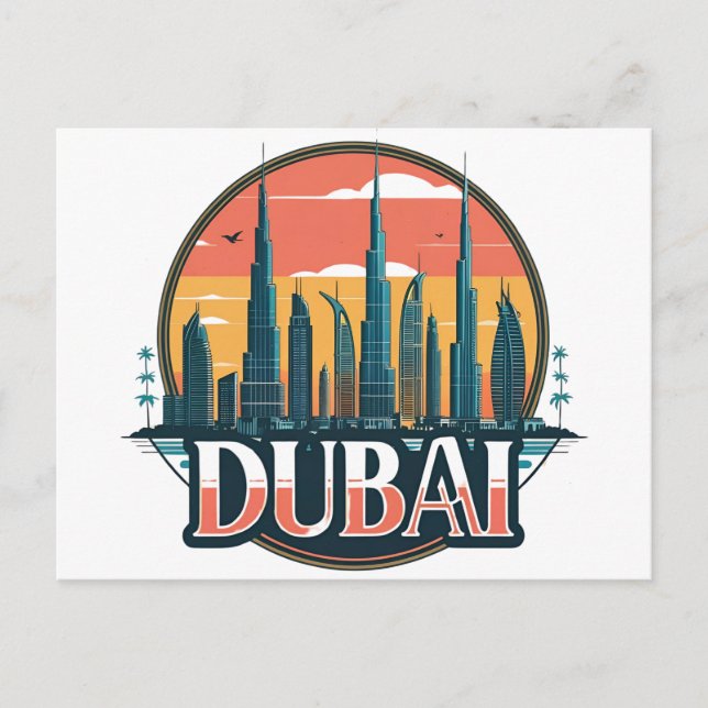 Cartão Postal Horizonte de Dubai Viagem (Frente)