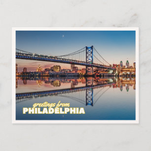 Cartão Postal Horizonte de Filadélfia Ponte Ben Franklin Pôr do 
