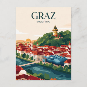 Cartão Postal Horizonte de Graz Áustria