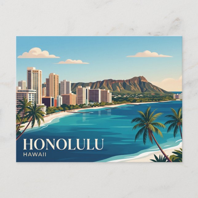 Cartão Postal Horizonte de Honolulu Havaí (Frente)