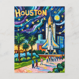Cartão Postal Horizonte de Houston Space Center Rocket Van Gogh 