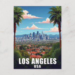 Cartão Postal Horizonte de Los Angeles EUA Palmeiras Viagem