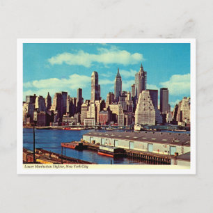 Cartão Postal Horizonte de Lower Manhattan, Vintage dos anos 197