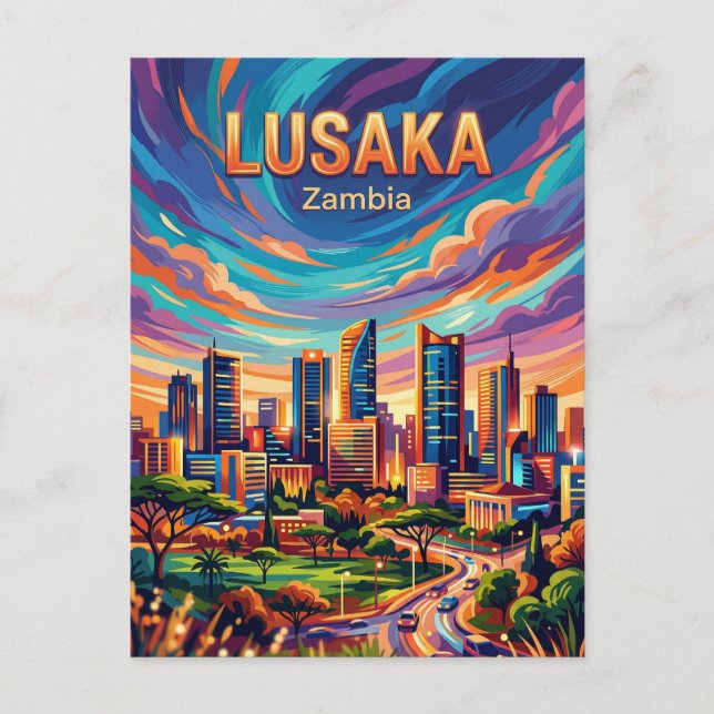 Cartão Postal Horizonte de Lusaca Zâmbia (Frente)