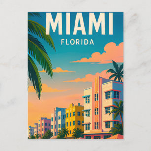 Cartão Postal Horizonte de Miami Florida à Beira-Mar Tropical