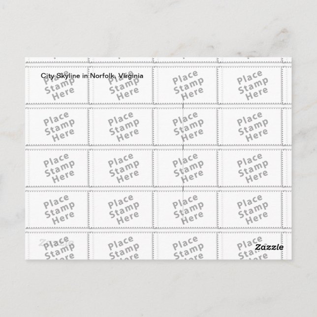 Cartão Postal Horizonte de Norfolk City (Verso)