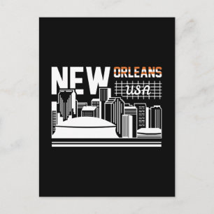 Cartão Postal Horizonte de Nova Orleans Louisiana Gráfica de Via