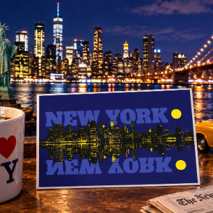 Cartão Postal Horizonte de Nova York à Noite