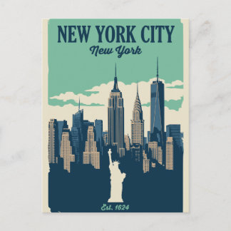 Cartão Postal Horizonte de Nova York Antigo