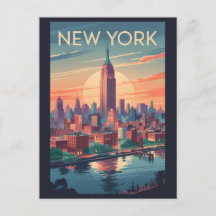 Horizonte de Nova York Viagem Arte Vintage